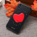 Wholesale iPhone X (Ten) Apple Design Studs Armor PU Leather Case (Black)